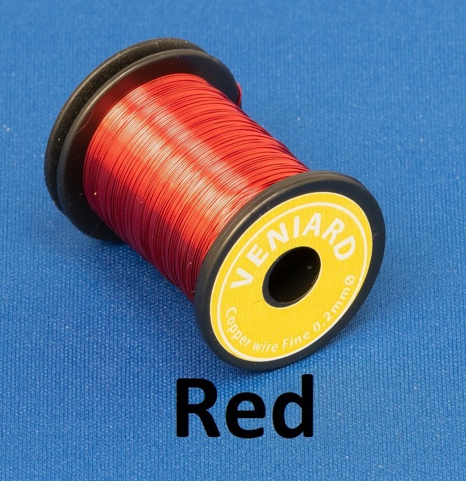 Veniard Coloured Copper Wire Fine 0.2mm Red Fly Tying Materials (Product Length 14.2Yds / 13m)